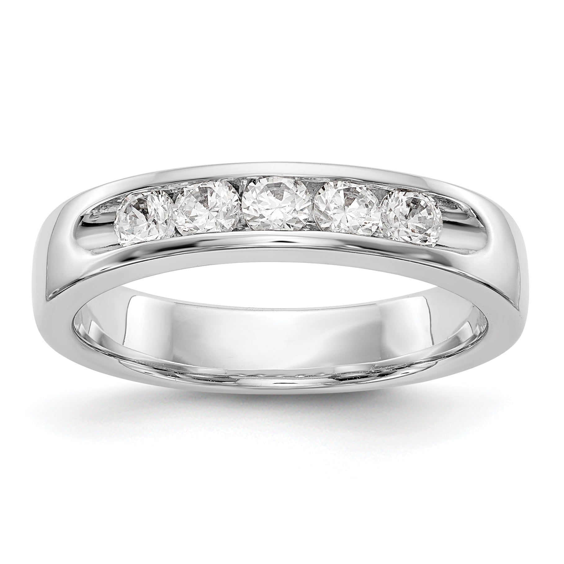 14K White Gold 5-Stone 1/2 carat Round Diamond Complete Channel Band