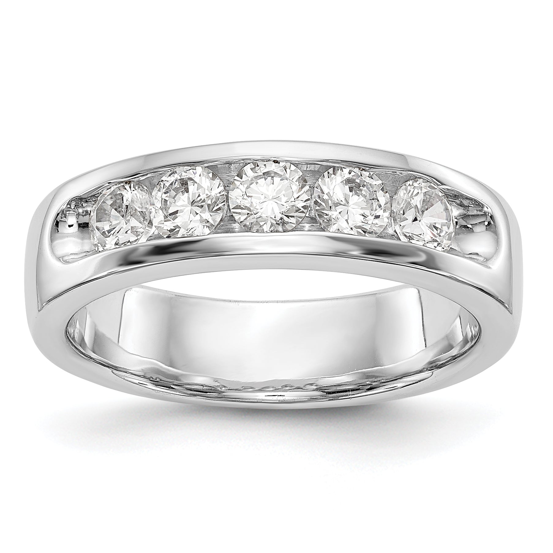14K White Gold 5-Stone 3/4 carat Round Diamond Complete Channel Band