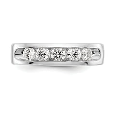 14K White Gold 5-Stone 1 carat Round Diamond Complete Channel Band