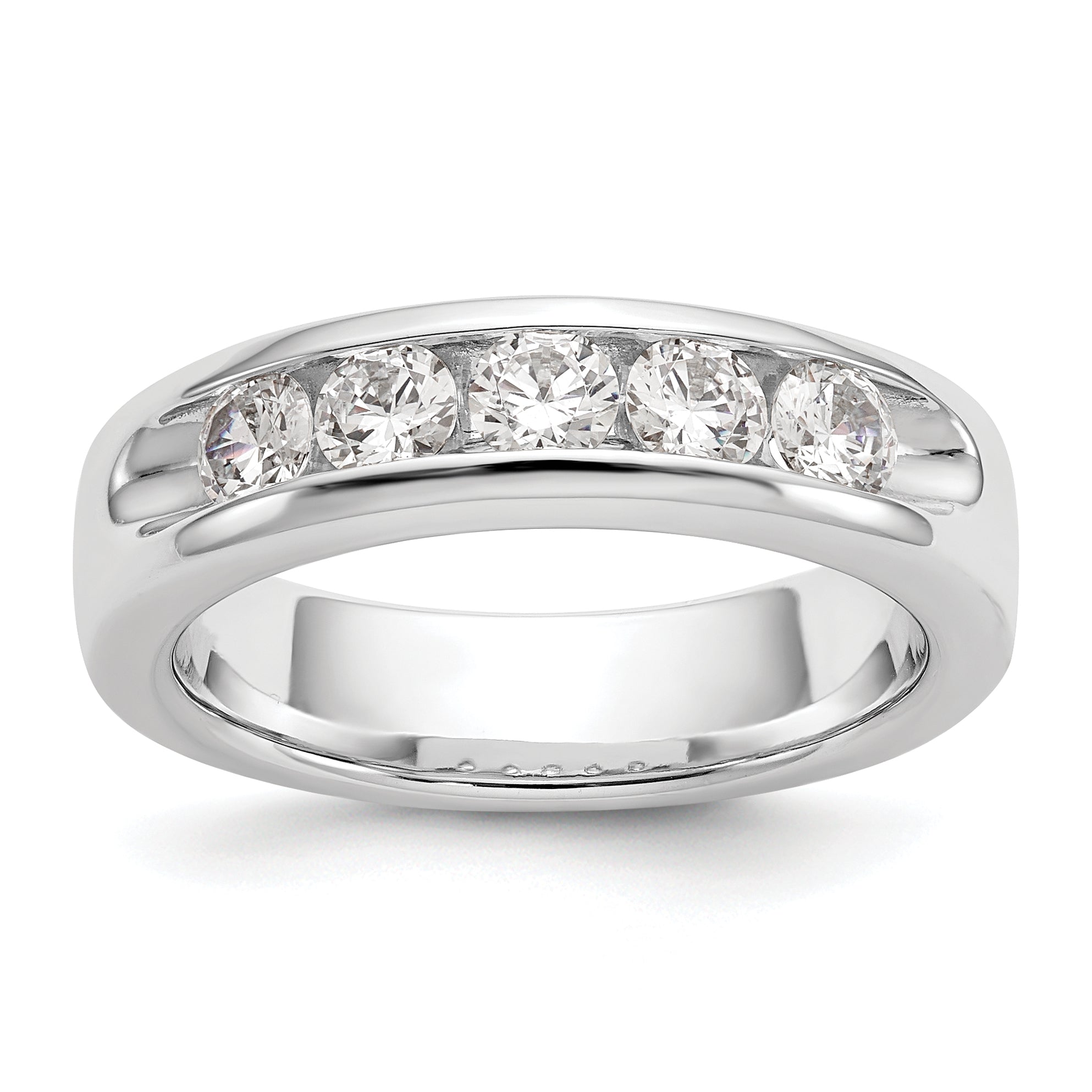 14K White Gold 5-Stone 1 carat Round Diamond Complete Channel Band