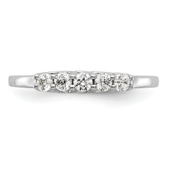 14K White Gold 5-Stone Shared Prong 1/4 carat Complete Round Diamond Band