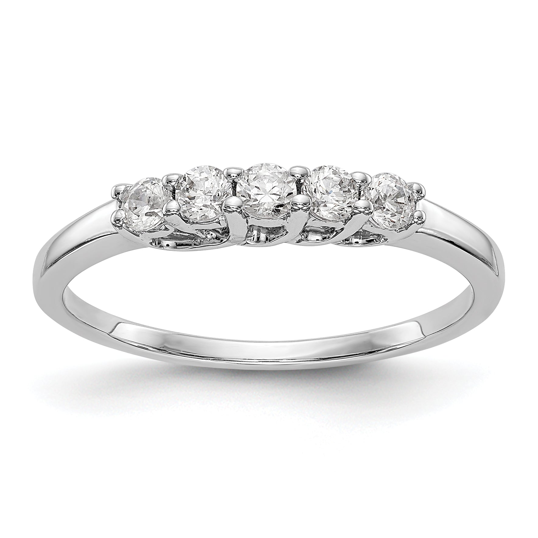 14K White Gold 5-Stone Shared Prong 1/4 carat Complete Round Diamond Band