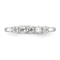14K White Gold 5-Stone Shared Prong 1/2 carat Complete Round Diamond Band