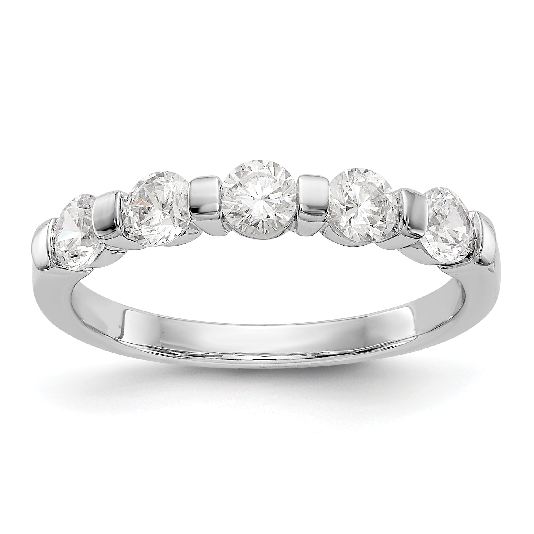 14K White Gold 5-Stone Channel-set 3/4 carat Complete Round Diamond Band