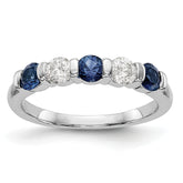 14K White Gold 1/3 carat Diamond and Blue Sapphire Complete Band