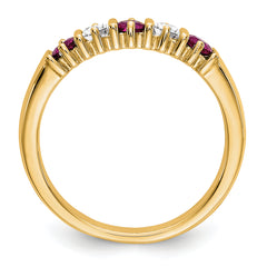 14K Yellow Gold 1/5 carat Diamond and Ruby Complete Band