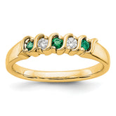 14K Yellow Gold 1/10 carat Diamond and Emerald Complete Band