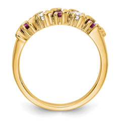 14K Yellow Gold 1/3 carat Diamond and Ruby Complete Band