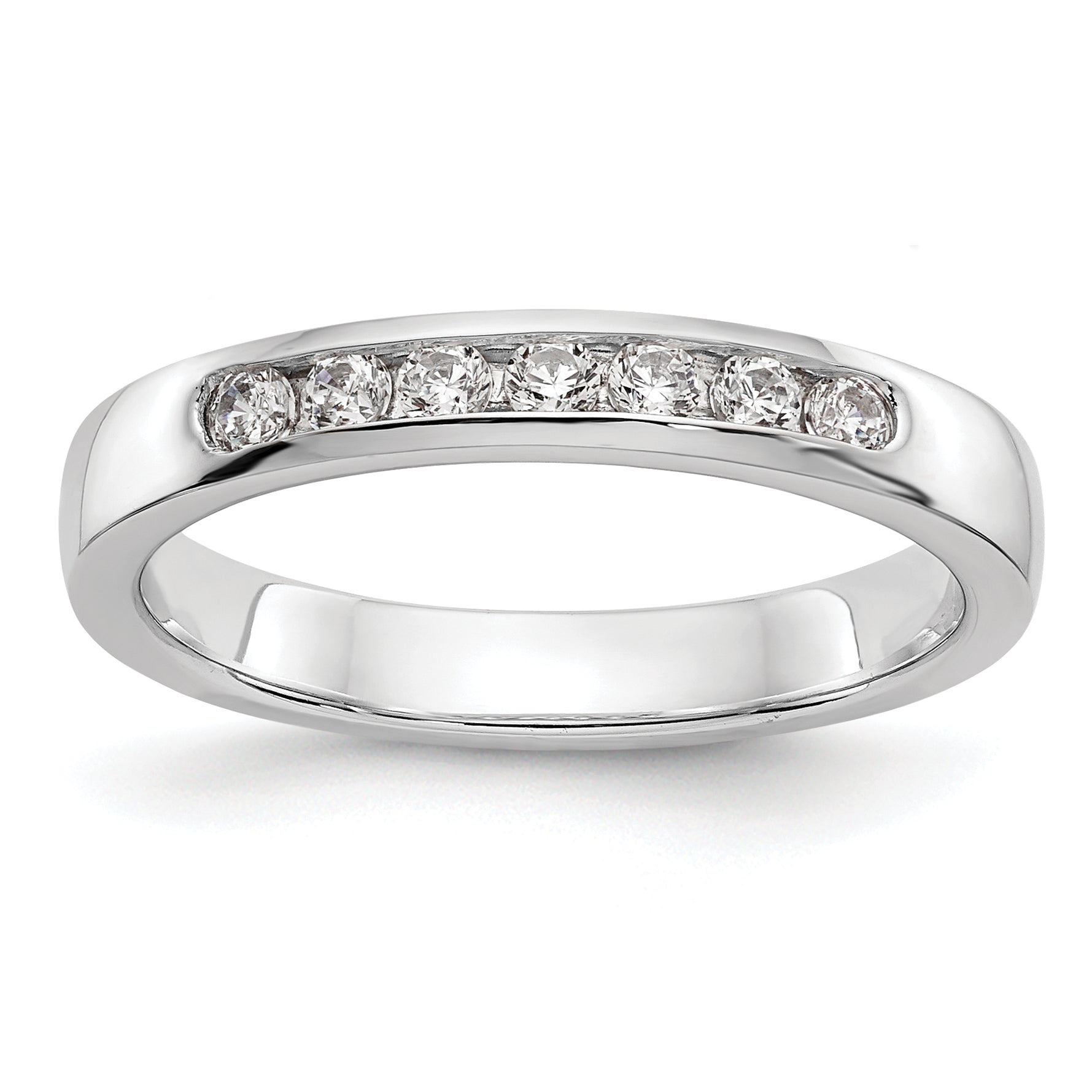 14K White Gold 7-Stone 1/4 carat Round Diamond Complete Channel Band