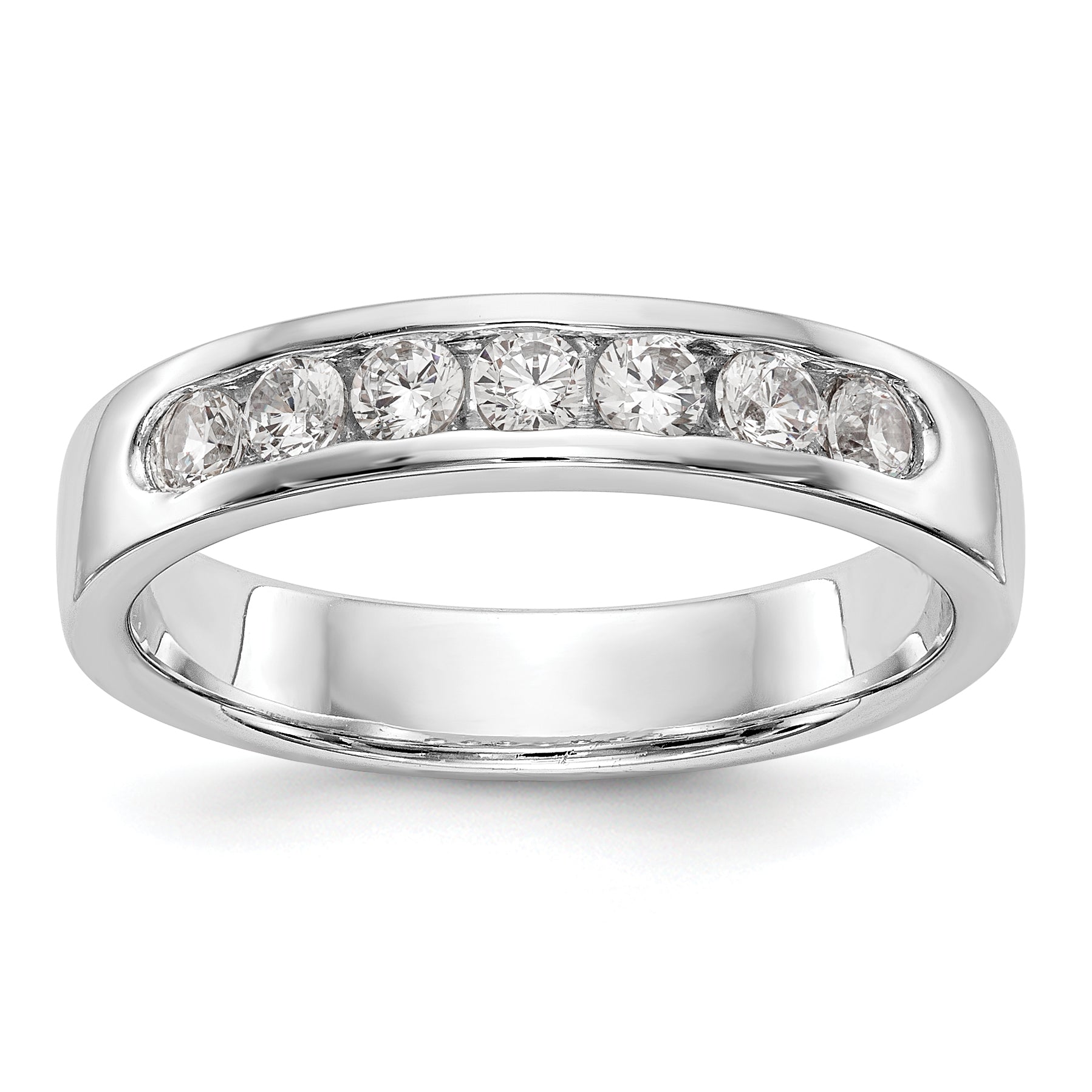 14K White Gold 7-Stone 3/8 carat Round Diamond Complete Channel Band