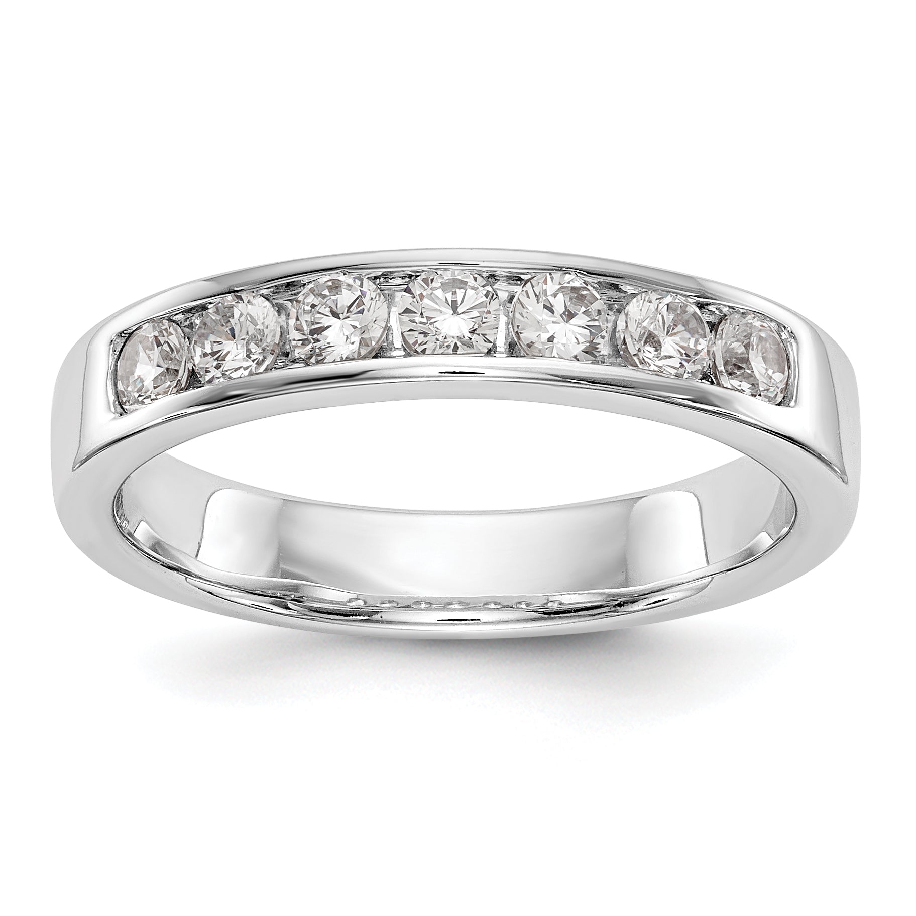14K White Gold 7-Stone 1/2 carat Round Diamond Complete Channel Band