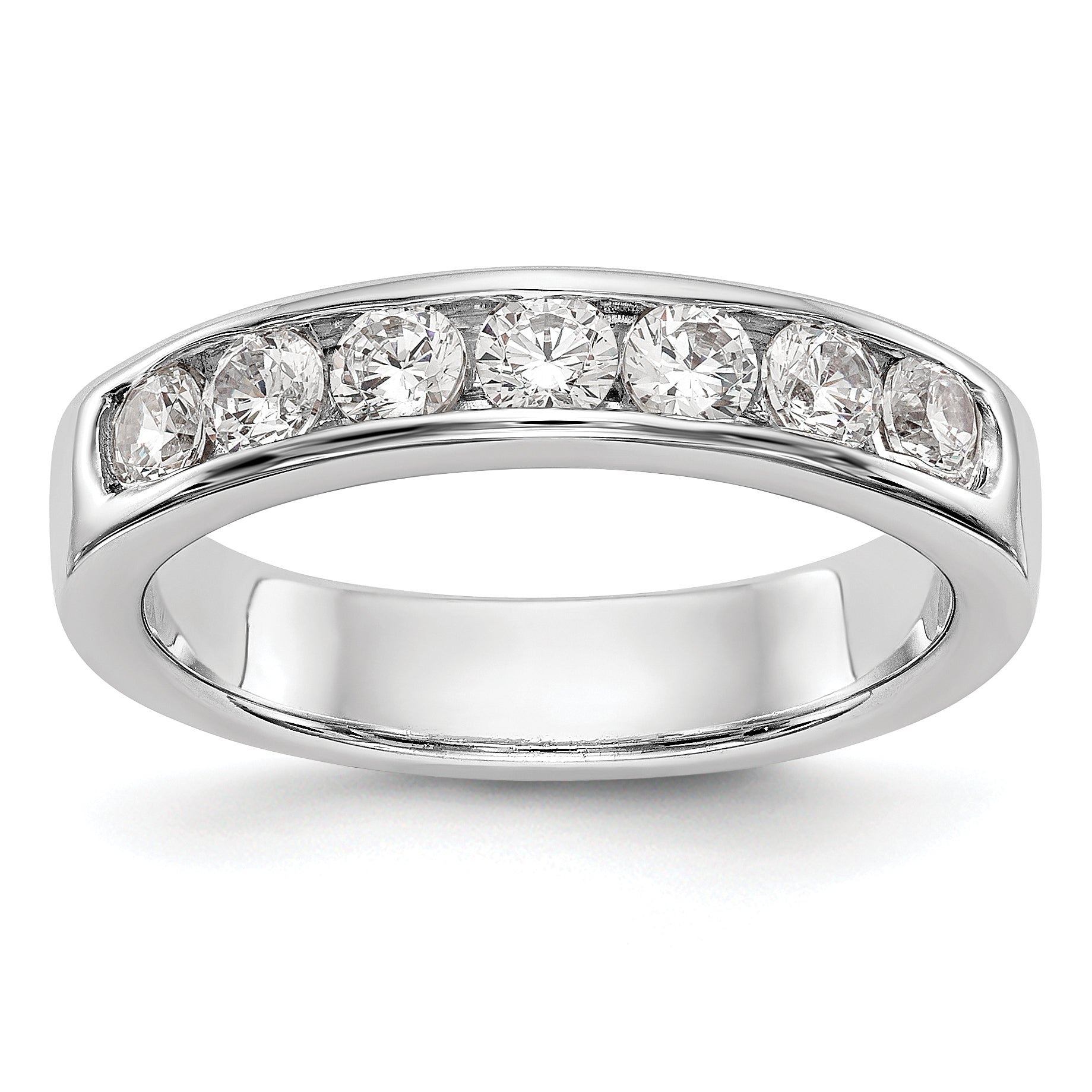 14K White Gold 7-Stone 3/4 carat Round Diamond Complete Channel Band