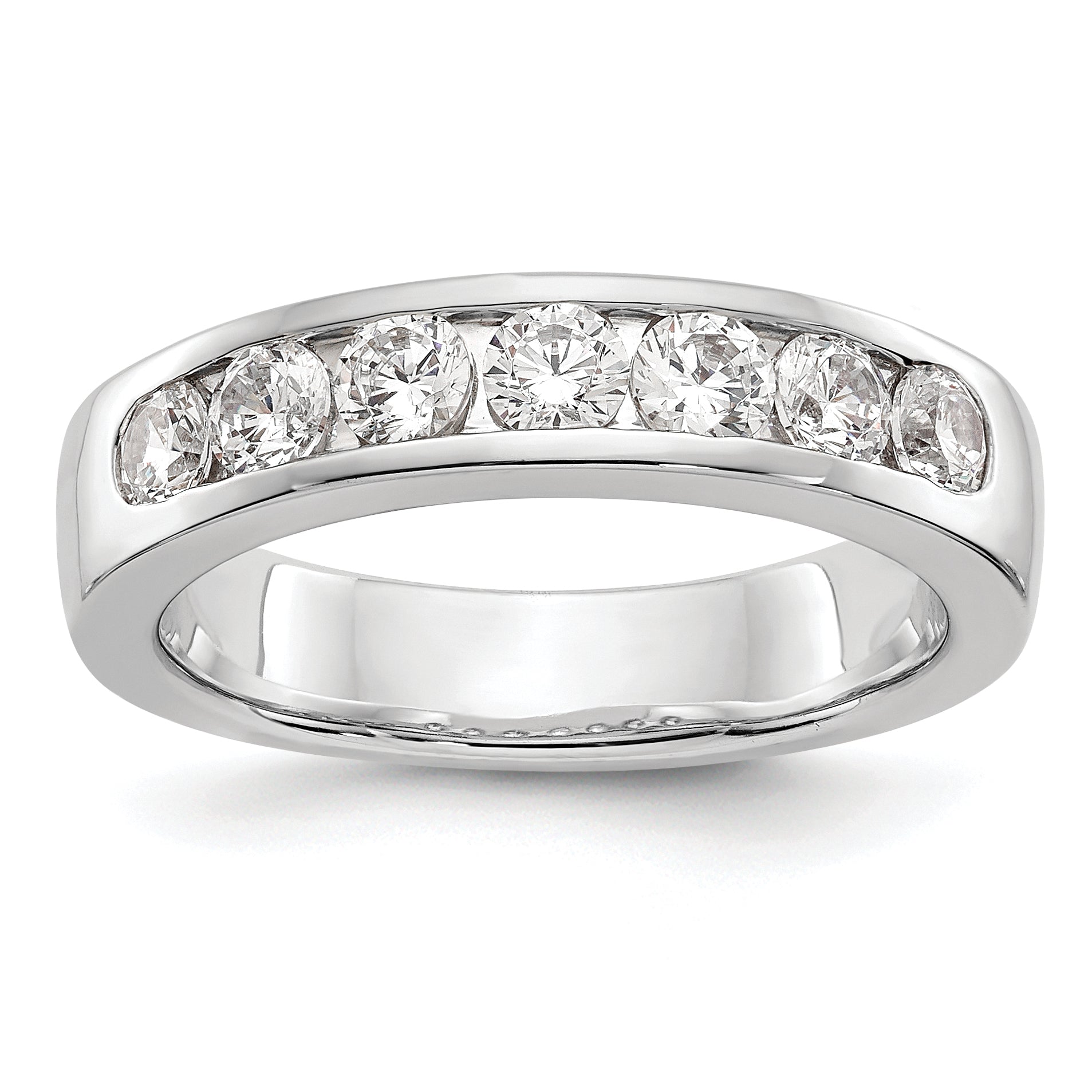 14K White Gold 7-Stone 1 carat Round Diamond Complete Channel Band