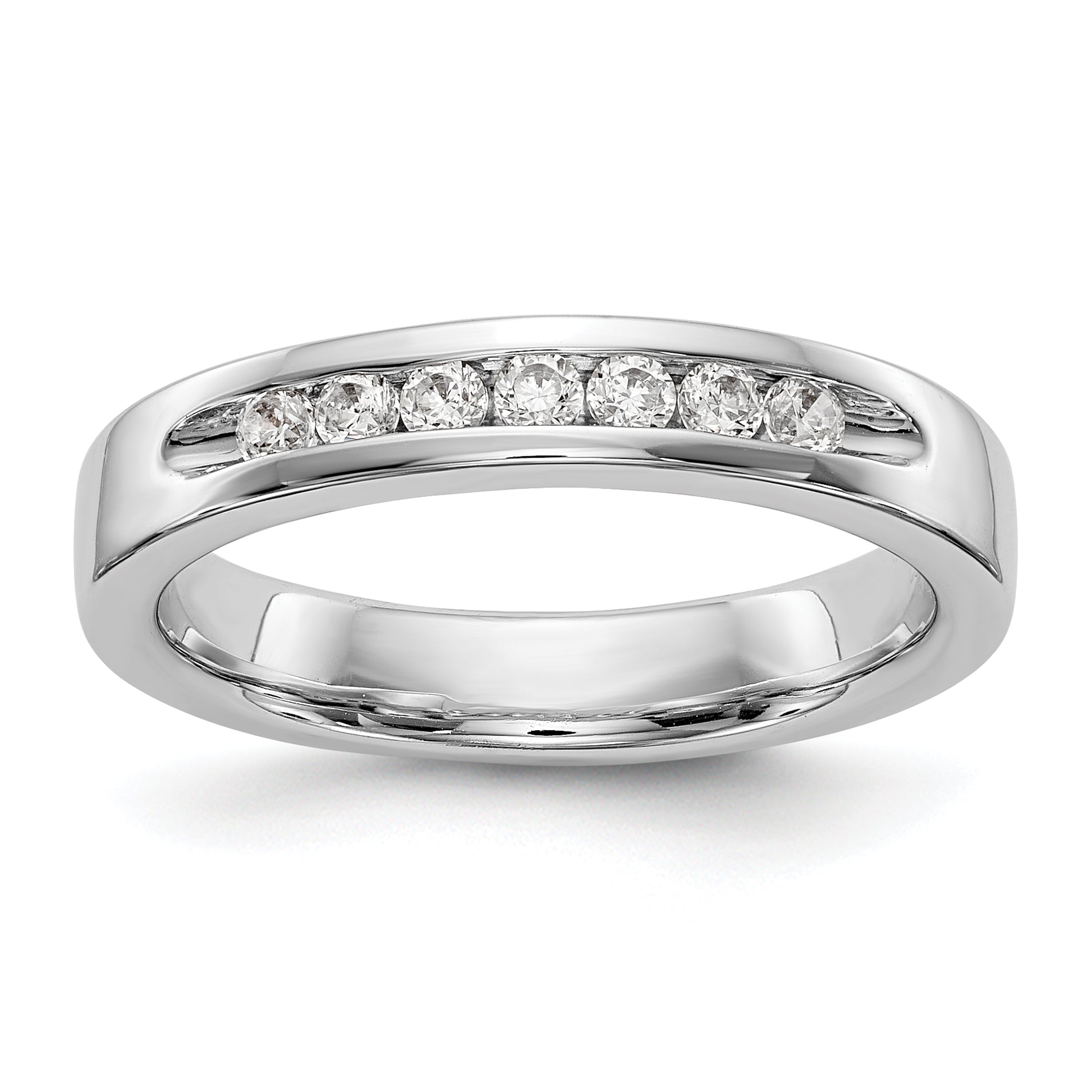 14K White Gold 7-Stone 1/4 carat Round Diamond Complete Channel Band