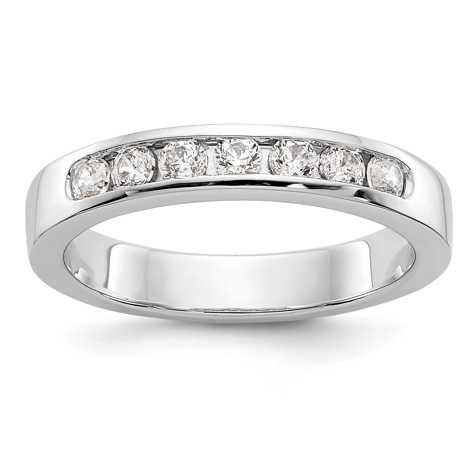 14K White Gold 7-Stone 1/3 carat Round Diamond Complete Channel Band