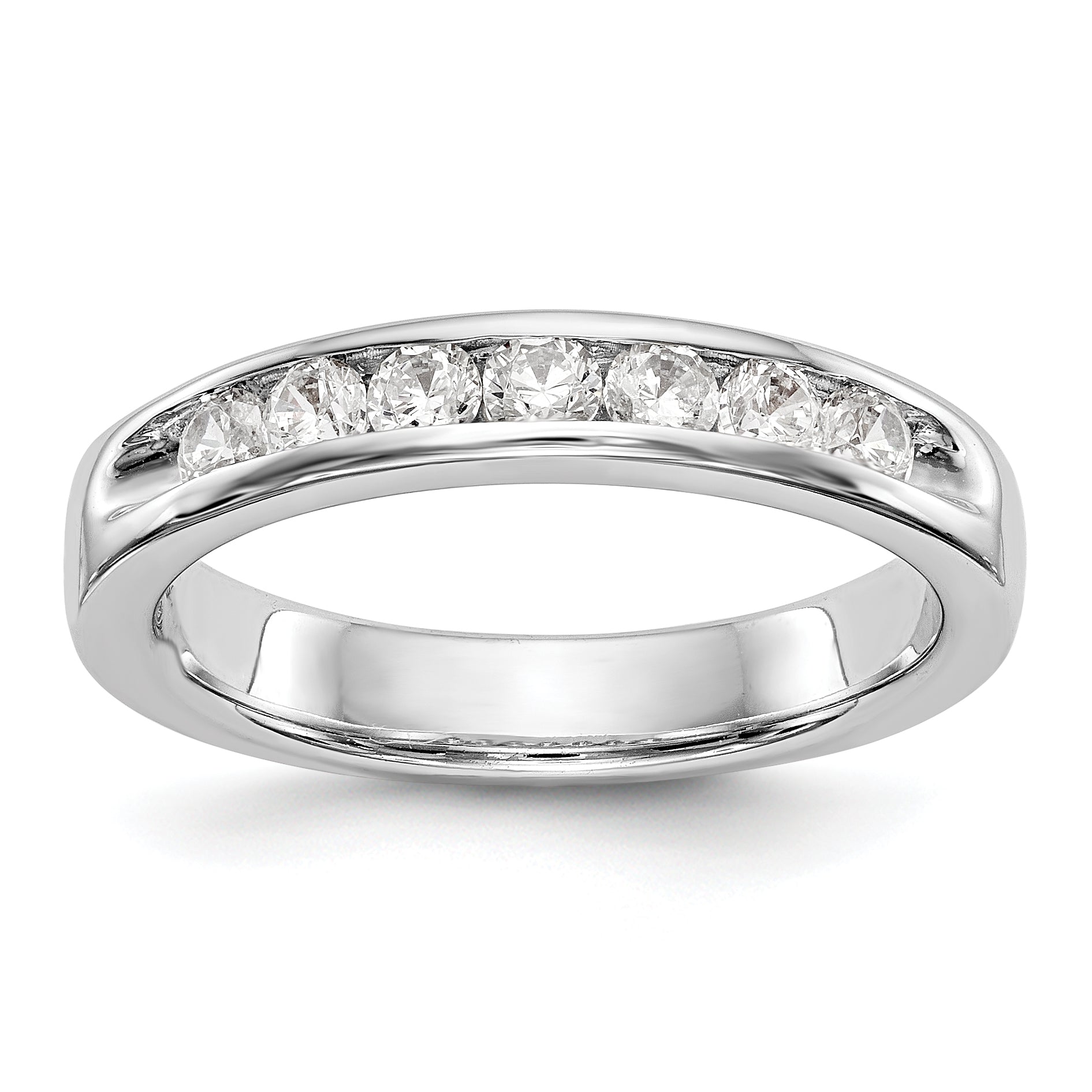 14K White Gold 7-Stone 1/2 carat Round Diamond Complete Channel Band