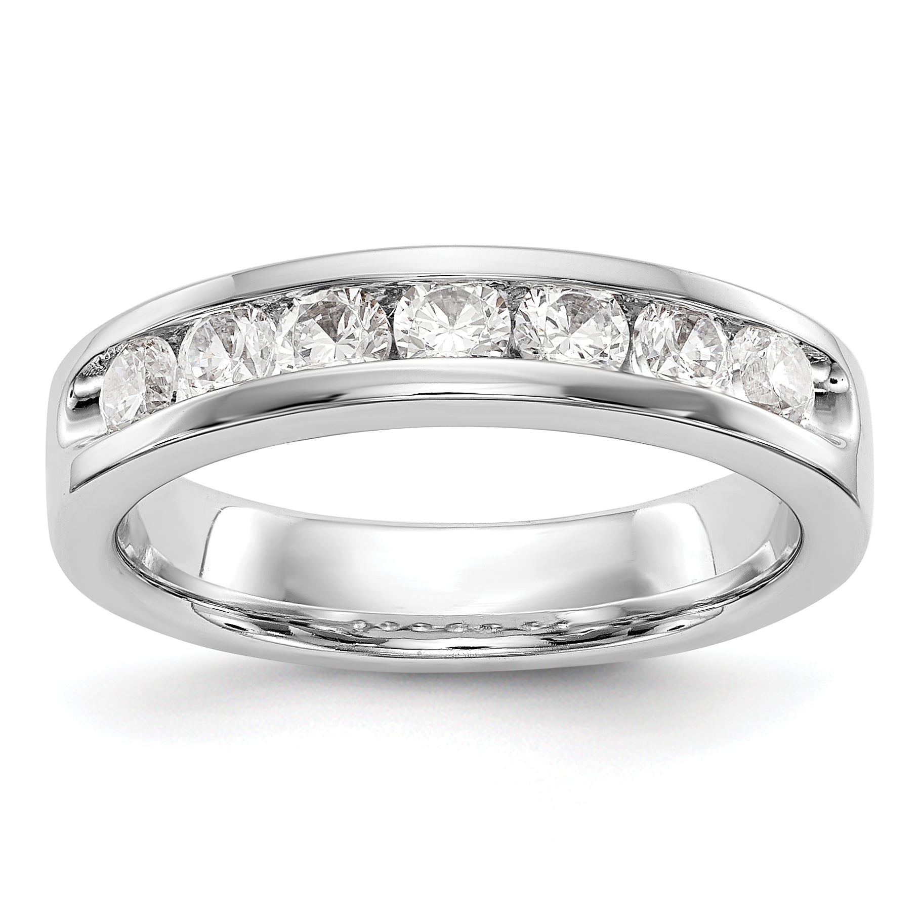 14K White Gold 7-Stone 3/4 carat Round Diamond Complete Channel Band