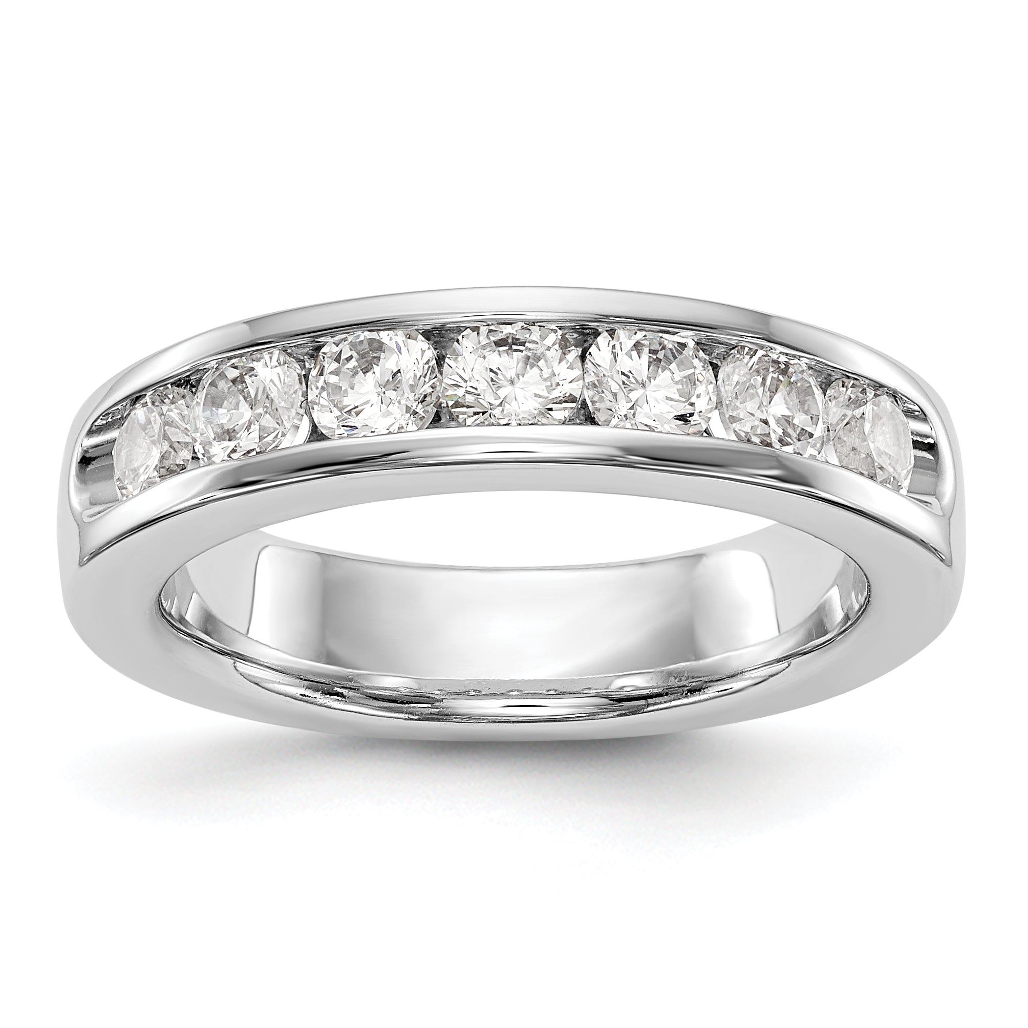 14K White Gold 7-Stone 1 carat Round Diamond Complete Channel Band