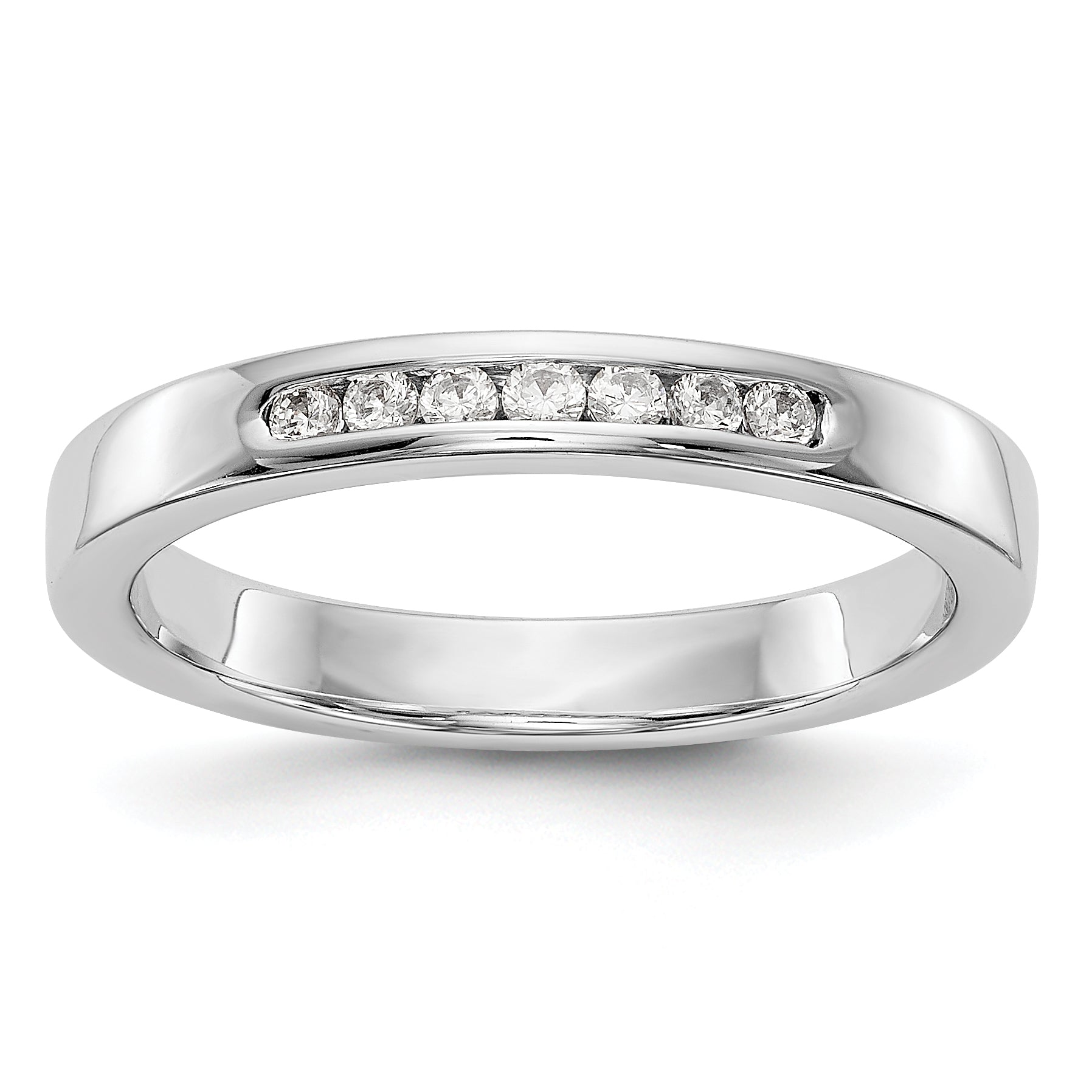14K White Gold 7-Stone 1/8 carat Round Diamond Complete Channel Band