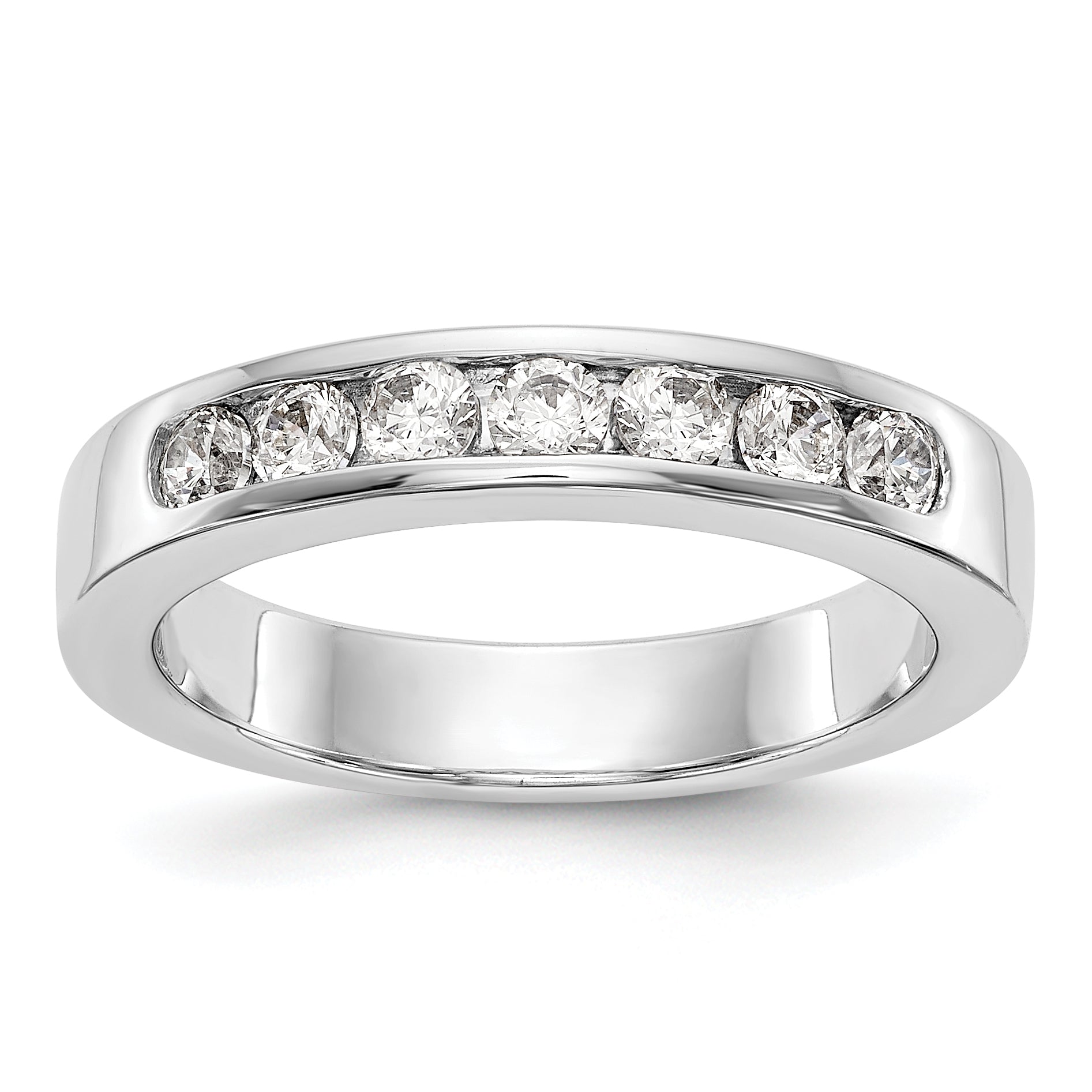 14K White Gold 7-Stone 1/2 carat Round Diamond Complete Channel Band