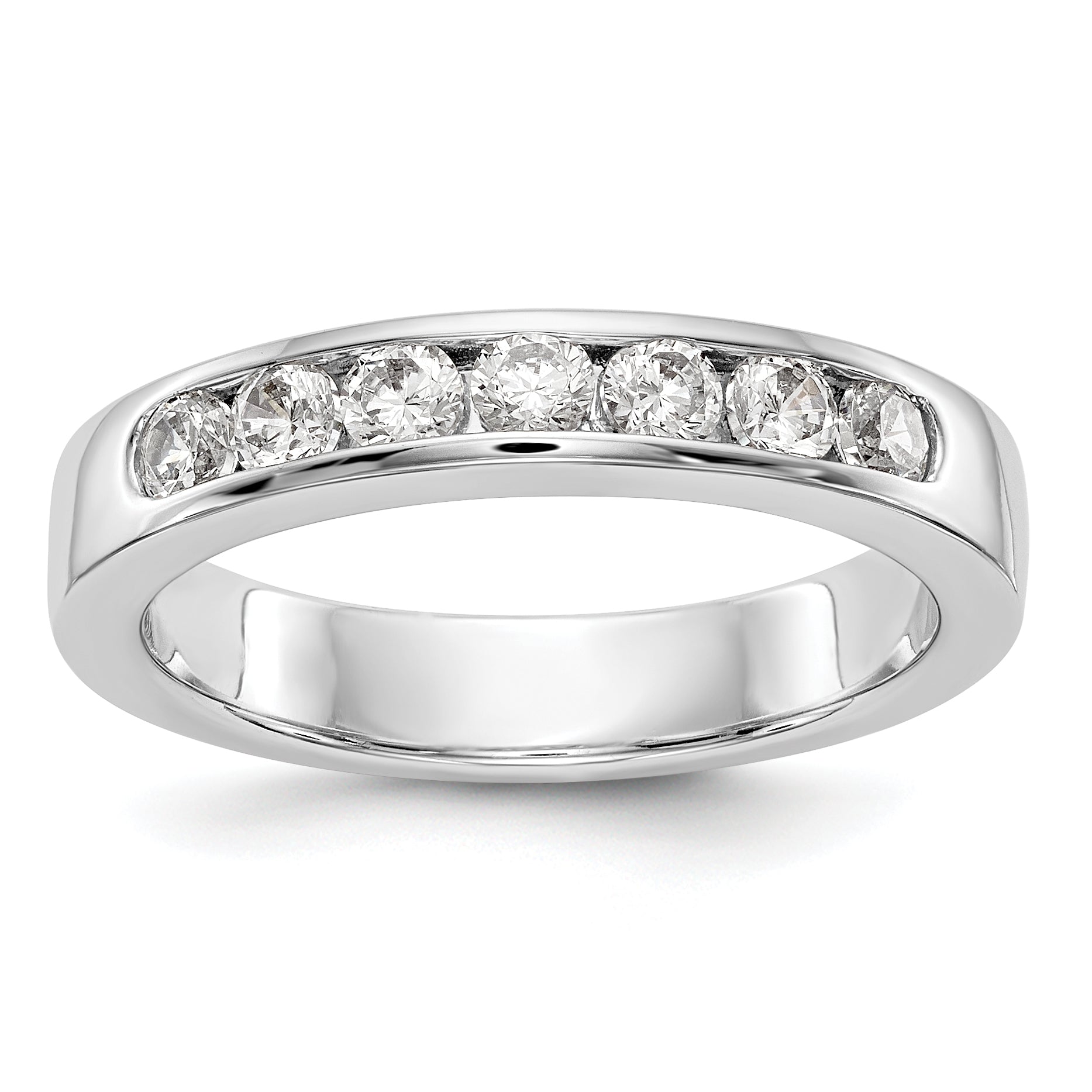 14K White Gold 7-Stone 1/2 carat Round Diamond Complete Channel Band