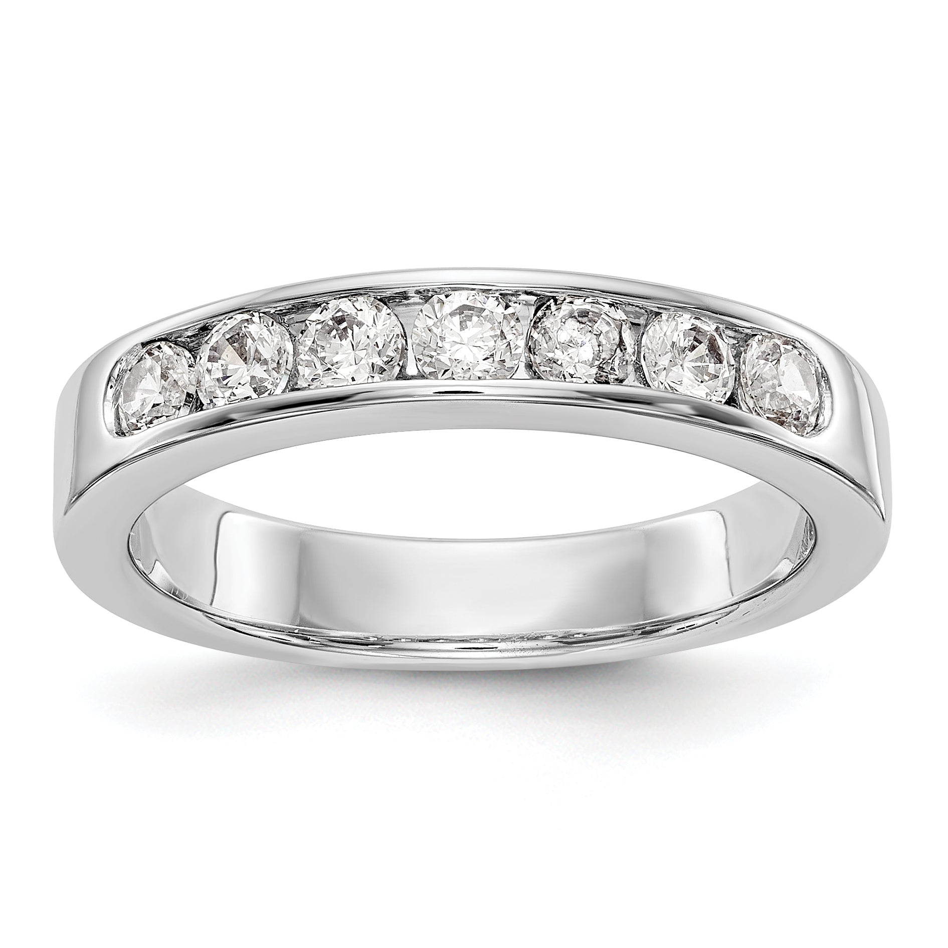 14K White Gold 7-Stone 5/8 carat Round Diamond Complete Channel Band