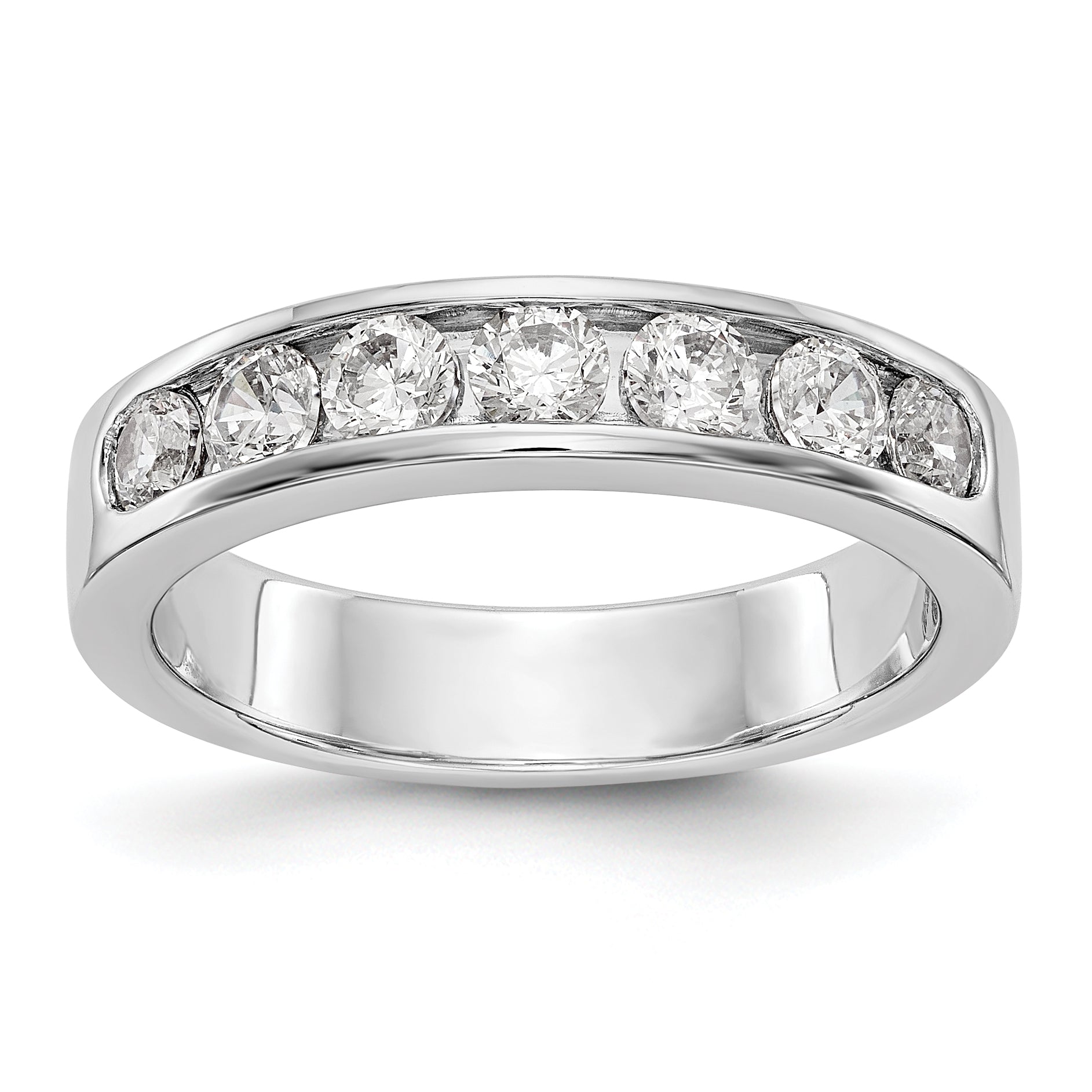 14K White Gold 7-Stone 3/4 carat Round Diamond Complete Channel Band