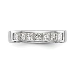 14K White Gold 7-Stone 1 carat Princess Diamond Complete Channel Band