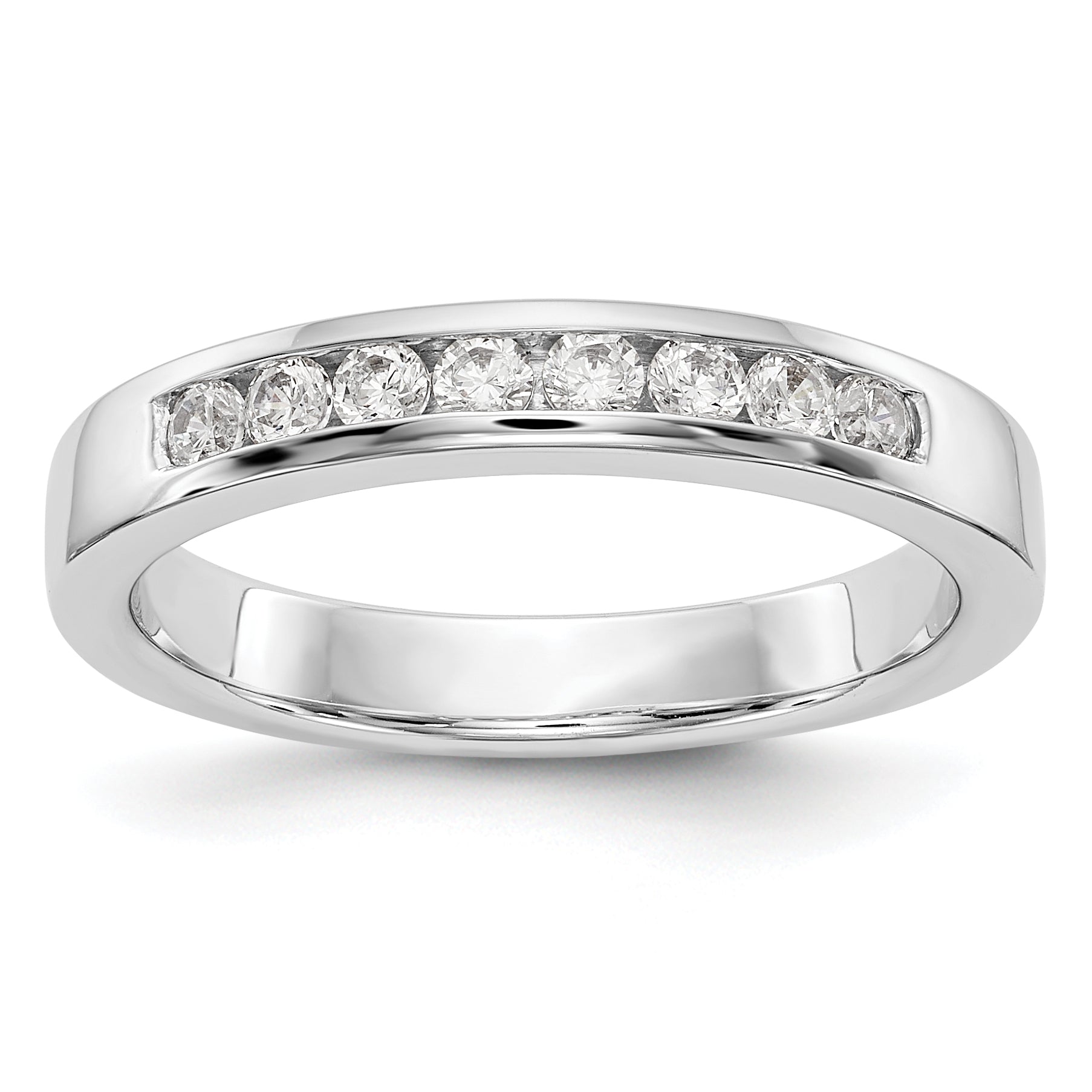 14K White Gold 8-Stone 1/3 carat Round Diamond Complete Channel Band