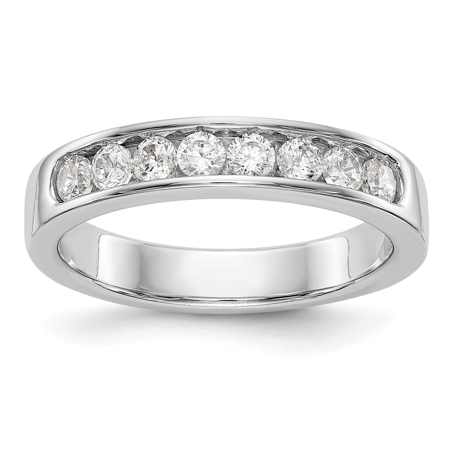 14K White Gold 8-Stone 1/2 carat Round Diamond Complete Channel Band