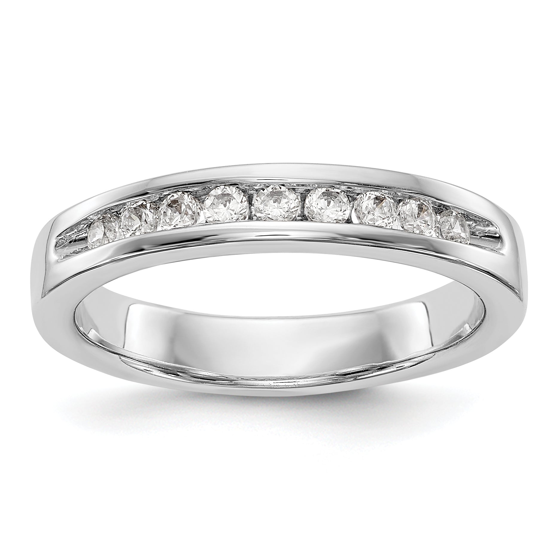 14K White Gold 9-Stone 1/4 carat Round Diamond Complete Channel Band