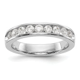 14K White Gold 9-Stone 3/4 carat Round Diamond Complete Channel Band