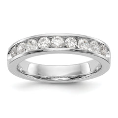 14K White Gold 9-Stone 3/4 carat Round Diamond Complete Channel Band