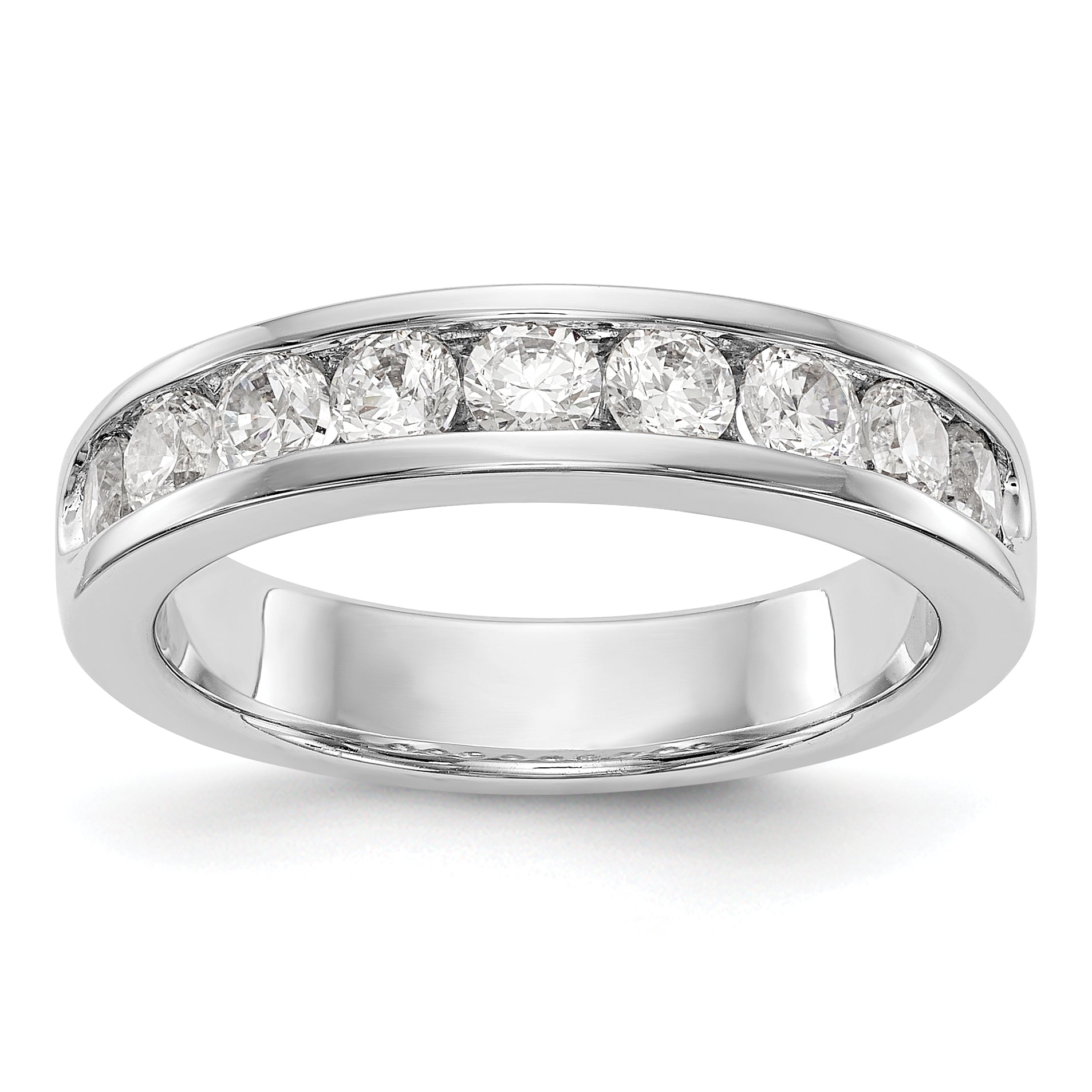 14K White Gold 9-Stone 7/8 carat Round Diamond Complete Channel Band