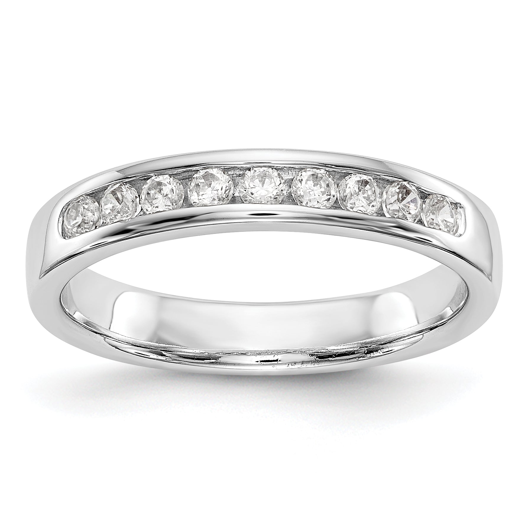 14K White Gold 9-Stone 1/4 carat Round Diamond Complete Channel Band