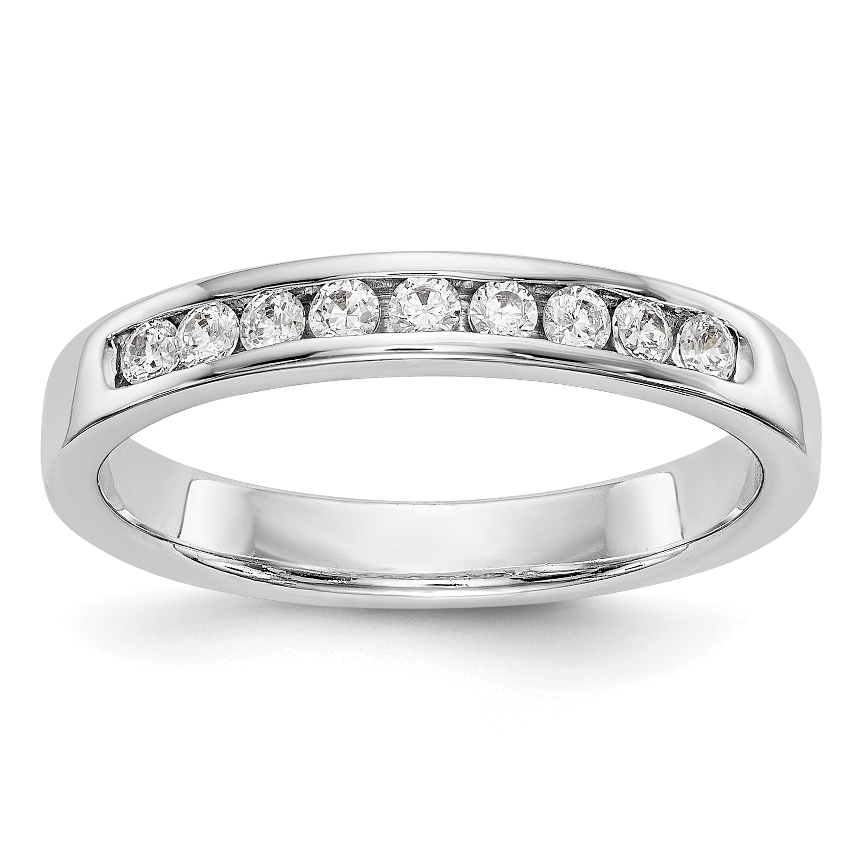 14K White Gold 9-Stone 1/3 carat Round Diamond Complete Channel Band