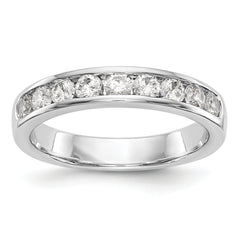14K White Gold 9-Stone 3/4 carat Round Diamond Complete Channel Band