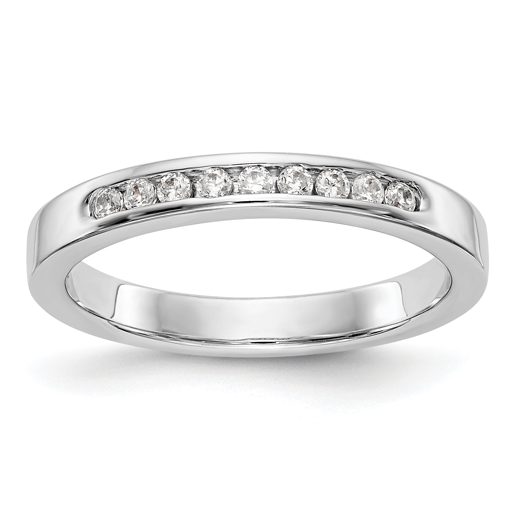 14K White Gold 9-Stone 1/5 carat Round Diamond Complete Channel Band