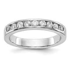 14K White Gold 9-Stone 1/2 carat Round Diamond Complete Channel Band