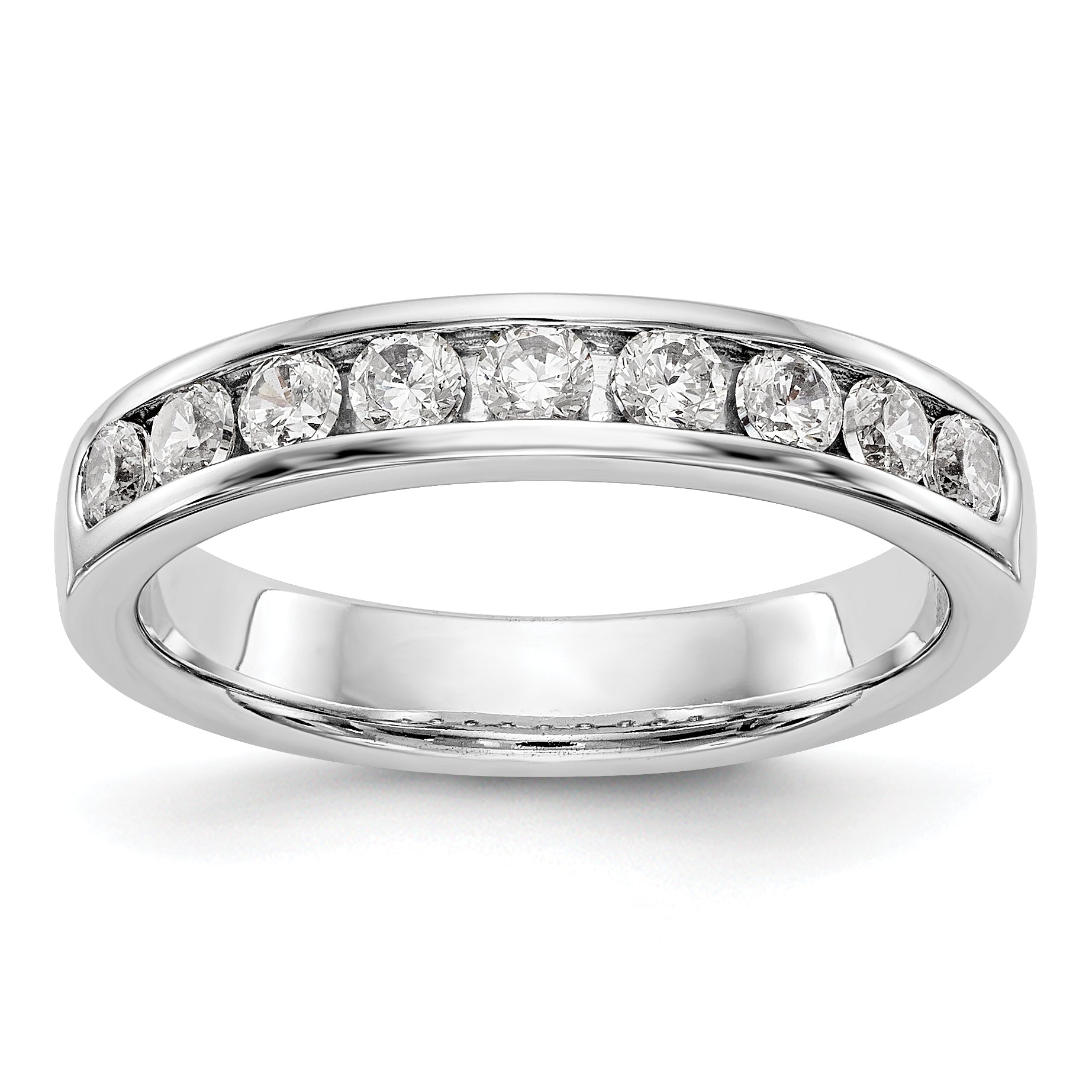 14K White Gold 9-Stone 1/2 carat Round Diamond Complete Channel Band