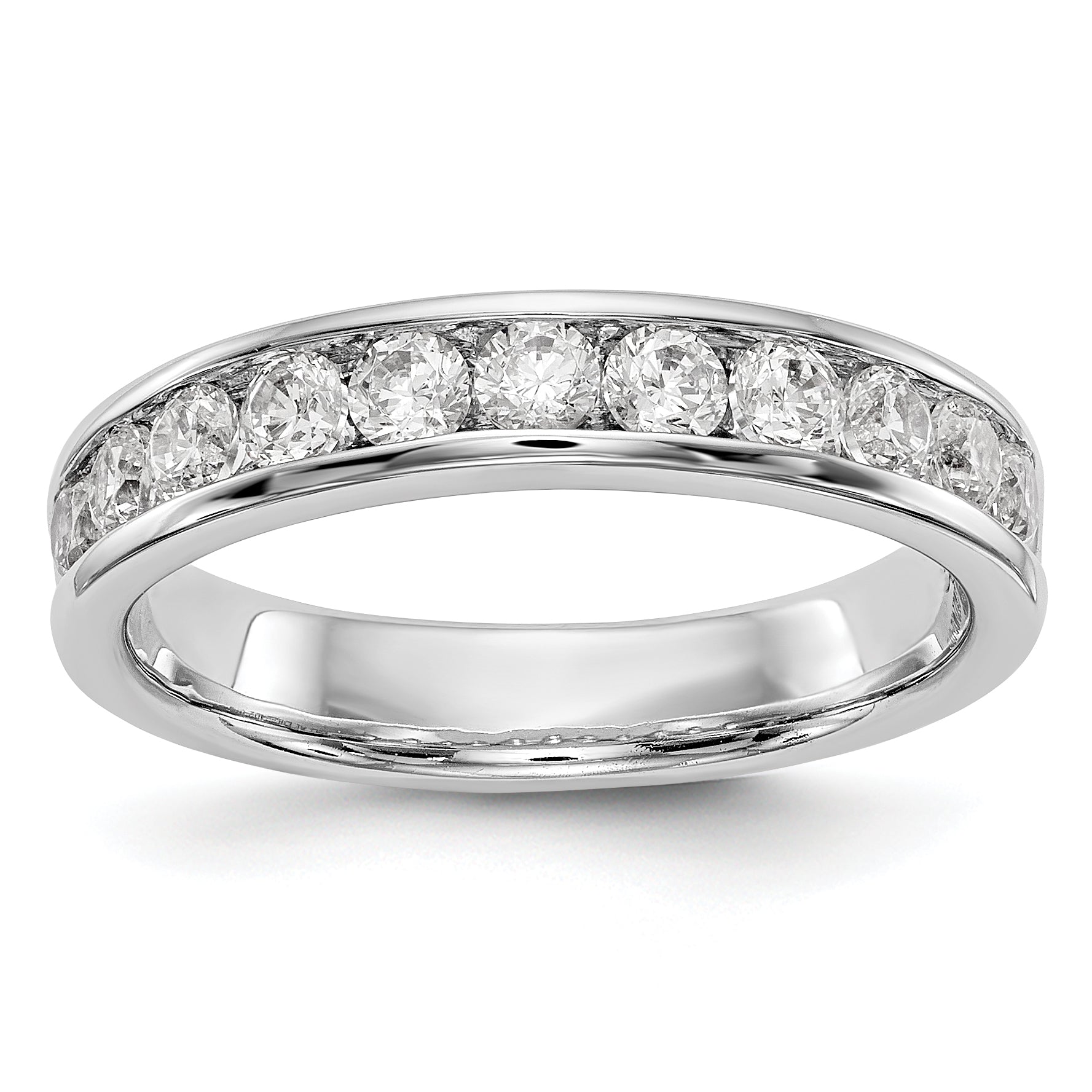 14K White Gold 11-Stone 3/4 carat Round Diamond Complete Channel Band