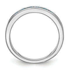 14k White Gold 3/4 carat Blue Diamond Complete Channel Band