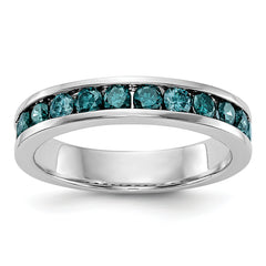 14k White Gold 3/4 carat Blue Diamond Complete Channel Band