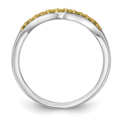 14k White Gold 1/5 carat Yellow and White Diamond Contoured Complete Band