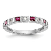 14K White Gold Diamond w/Ruby Band