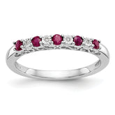 14K White Gold Diamond w/Ruby Band