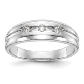 14K White Gold 3-Stone 1/6 carat Diamond Complete Men's Band - 10