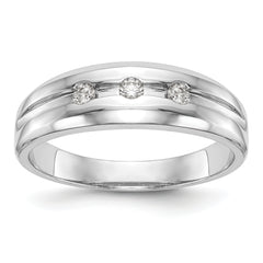 14K White Gold 3-Stone 1/6 carat Diamond Complete Men's Band