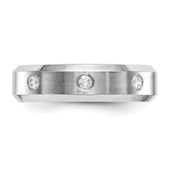 14K White Gold 3-Stone Bezel 1/6 carat Diamond Complete Men's Band