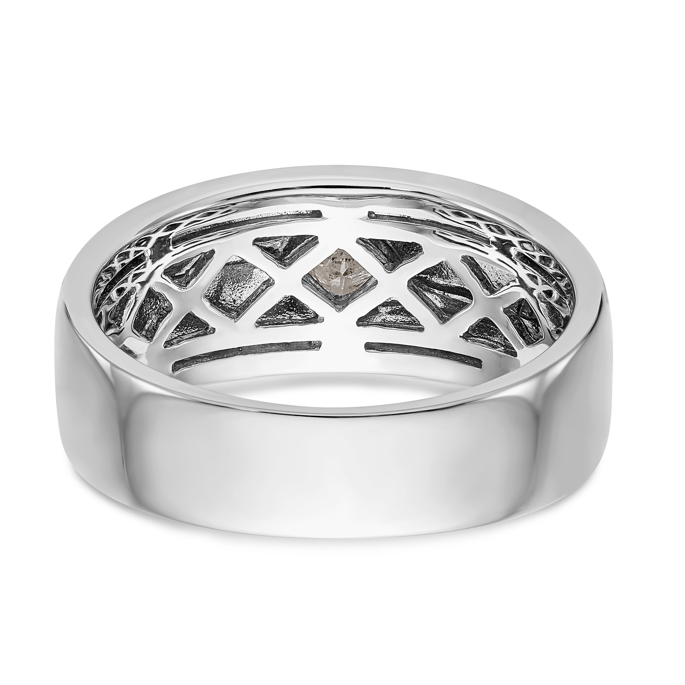 14K White Gold Raised Square Bezel Enameled 1/5 carat Diamond Complete Men's Ring